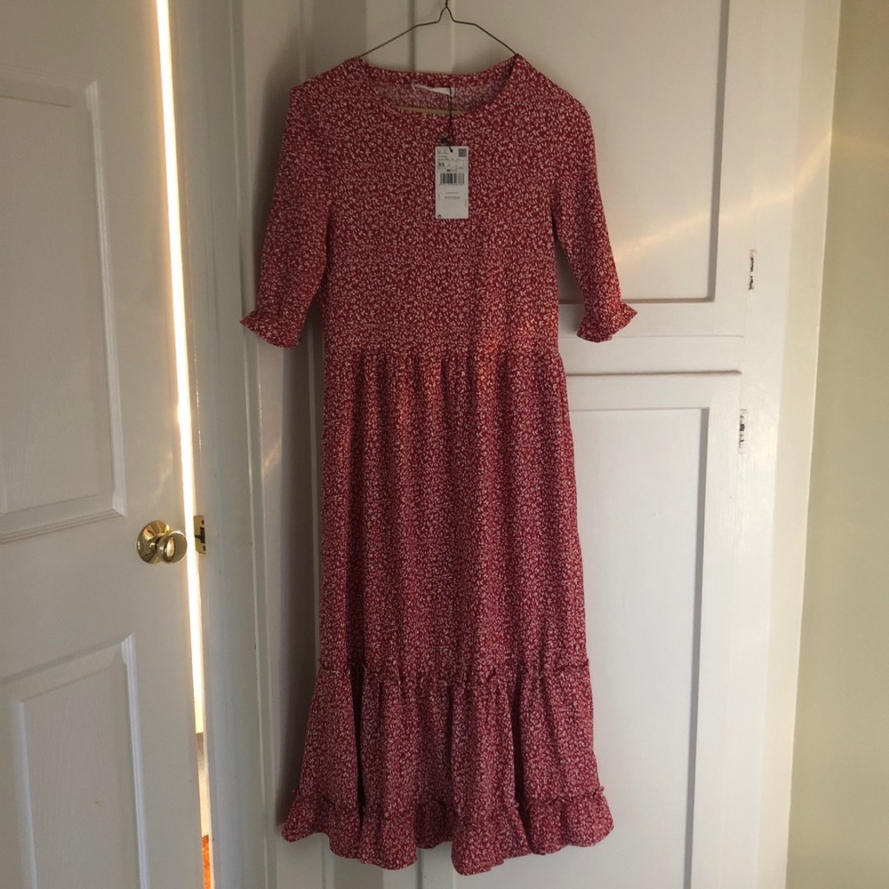 Red Floral Prairie Dress